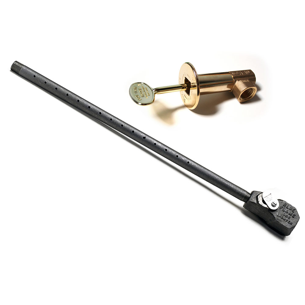 Fireplace Straight Valve Log Lighter Ng Polished Brass Blue Flame